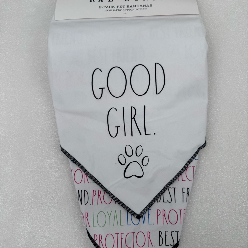 2 Pack Size L XL Rae Dunn Good Boy Bandanas Pet Scarf Dog Cat 100% Cotton